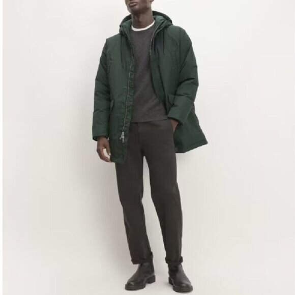 Everlane Men The ReNew Long Relaxed Fit Hooded Parka Scarab Green XS - Picture 1 of 11